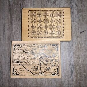 (Bin 4) Bundle of 2, large detailed map and quilt stamps